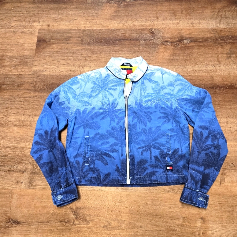 Vintage Tommy Hilfiger Tommy Jeans Tommy Girl Blue Palm Tree Jacket Size Small
